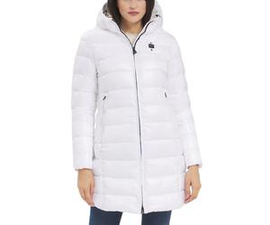 Blauer Parka Lungo Imbottito Adelaide Bianco Ottico Donna con Cappuccio Fisso
