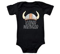 Blauer-Storch Baby Body piccolo vichingo, casco vichingo, regalo nordico, per bambini, a maniche corte, cotone biologico, Nero , 0-3 Mesi