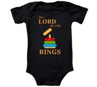 Blauer-Storch Body per bambini in diversi colori Lord Of The Rings Signore degli Anelli con scritta per nascita o compleanno per bambini a maniche corte cotone biologico, Nero , 3-6 Mesi