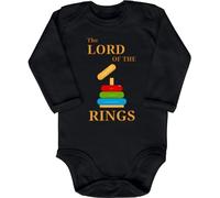 Blauer-Storch Body per bambini in diversi colori Lord Of The Rings Signore degli Anelli con scritta per nascita o compleanno per bambini a maniche lunghe cotone biologico, Nero , 6-12 Mesi
