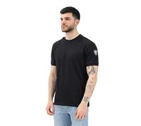 Blauer T-Shirt a Manica Corta Nera da Uomo con Patch Logo XL
