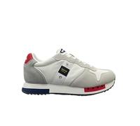 Blauer USA S5Queens01 White Red Navy Sneakers Sportive per Uomo in Nabuk e Tessuto