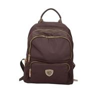 Blauer Zaino donna S6FREYA01 Nero Backpack tessuto nylon doppia zip logo strass Marrone Dark Brown (Dark Brown)