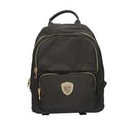 Blauer Zaino donna S6FREYA01 Nero Backpack tessuto nylon doppia zip logo strass Marrone Dark Brown (Nero)