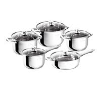 BLAUMANN For Your Home Set di pentole a induzione, pentole e padelle in acciaio inox con finitura a specchio, con coperchi in vetro, manici rivettati, non reattivi, lavabili in lavastoviglie