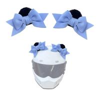 Blausky 1 paio di graziose orecchie da casco da moto, decorazione per casco da moto, fiocco tridimensionale, orecchie di gatto con chiusura in velcro, decorazione per casco rimovibile, colore blu