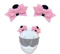 Blausky 1 paio di graziose orecchie da casco da moto, decorazione per casco da moto, fiocco tridimensionale, orecchie di gatto con chiusura in , decorazione per casco rimovibile, colore rosa