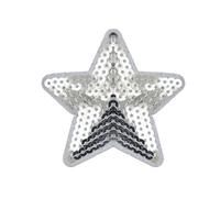 Blausky 10 toppe termoadesive a forma di stella, con paillette, da applicare con ferro da stiro e cucire, per riparazioni, vestiti, borse, jeans, giacche, decorazioni, argento, L