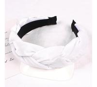 Blausky 2 cerchietti per capelli in velluto, intrecciati, larghi, alla moda, per donna, vintage, imbottiti, per capelli, per Natale, matrimonio, colore bianco