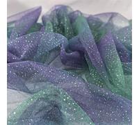 Blausky 2 m x 150 cm, tessuto in tulle multicolore con sfumatura di colore, al metro, per abbigliamento fai da te, tutù, da tavolo, per matrimoni, feste, banchetti, verde, viola