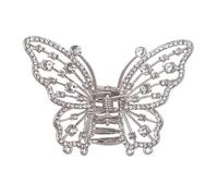 Blausky 2 Stück Haarklammer Metall Schmetterling,Glitzer Hair Clips Haarklammern mit Strasssteine Haarspangen Damen für Dünnes Dickes Haar,Haarstyling-Zubehör für Alltag Party Hochzeit,Silber