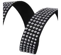 Blausky 20 mm x 1 m, cinturino in pelle piatto, con borchie in pelle, per il fai da te, per gioielli fai da te, collane e collane per animali domestici, cerchio V argento