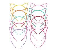 Blausky 3 fasce per capelli con orecchie di gatto, in plastica con denti, sottili, antiscivolo, per feste, balli di fine anno, colori misti