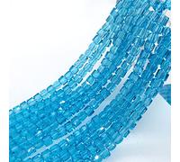 Blausky 3 mm x 98 pezzi, perline quadrate di cristallo, perline da infilare, perline sfaccettate con brillantini, per bracciali, collane, orecchini, gioielli fai da te, blu scuro