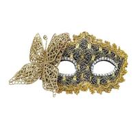Blausky Maschera veneziana da donna, maschera a farfalla, sexy, in pizzo, in stile retrò, per Halloween, carnevale, ballo, feste, colore nero oro