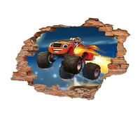 Blaze and The Monster Machines Art Wall Sticker per la camera dei bambini, 3D Anime Cartoon DIY autoadesivo rimovibile decalcomanie da parete sfondo Decor
