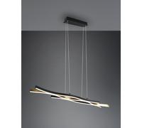 BLAZE SOSPENSIONE LED 35W 4300lm, 2300+3000+4000K ONDULATA METALLO OTTONE E NERO DIMMERABILE CON INTERRUTTORE L. 108CM
