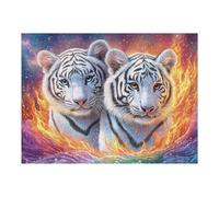 Blaze Twin Tigers Puzzle 500 Pezzi Rompicapo Creativo Artistico Flame Rock Peak Stimolo Della Creatività Attività Per Il Tempo Libero Regalo Per Persone Creative 500 PCS