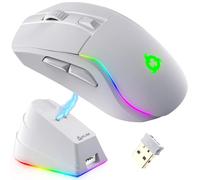 Blaze Y Mouse da Gioco Wireless RGB Ricaricabile con Stazione di Ricarica | Sensore ad Alta Precisione con Batteria a Lunga Durata, Fino a 6000 DPI, Libertà Totale per Dominare - Bianco