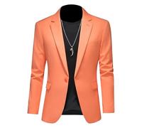 Blazer Abito casual a Lapel per gli Uomini Blazer Elegante Colore Solido per gli Uomini Giacca A Un Pulsante Slim Fit, arancione, 5XL