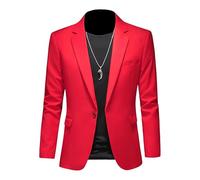 Blazer Abito casual a Lapel per gli Uomini Blazer Elegante Colore Solido per gli Uomini Giacca A Un Pulsante Slim Fit, rosso, XXXL