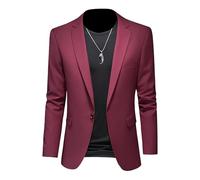 Blazer Abito casual a Lapel per gli Uomini Blazer Elegante Colore Solido per gli Uomini Giacca A Un Pulsante Slim Fit, Vino rosso, 5XL