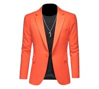Blazer Abito casual a Lapel per gli Uomini Blazer Elegante Colore Solido per gli Uomini Giacca A Un Pulsante Slim Fit, Arancione, XXL