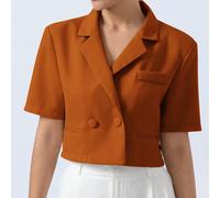 Blazer alla moda da pendolarismo, minimale, chic e sofisticato in tessuto pregiato, con colletto a revers, design a croce sulla schiena, manica corta, adatto per le donne L,M,SColore unicoTessuto intr