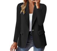 Blazer beige da donna con risvolto tacca, chiusura a bottone singolo, da donna, autunno e inverno, a maniche lunghe, tinta unita, abito da lavoro SSlim per lavoro, Nero , M