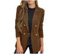 Blazer, blazer da lavoro da donna, con un bottone, tinta unita, con colletto rovesciato, maniche a 3/4, per il tempo libero, blazer corto con tasche finte, elegante da sera