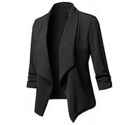 Blazer - Cappotto classico da donna, con maniche a 3/4, elegante giacca per la transizione, alla moda, per outwear corto, blazer da donna, Nero , 5X-Large