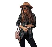 Blazer, cardigan da donna, per il tempo libero, per il lavoro, elegante, lungo, casual, basic, da lavoro, da donna, E verde., XXL