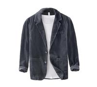 Blazer Casual Autunnali per Uomo Abito da Pendolarismo Quotidiano Giacche Monopetto in Velluto A Coste di Cotone Solido Gray L