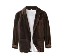 Blazer Casual Autunnali per Uomo Abito da Pendolarismo Quotidiano Giacche Monopetto in Velluto A Coste di Cotone Solido Coffee L