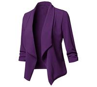 Blazer Casual da Donna Eleganti Giacche Colletto con Revers Ufficio Aperta sul Davanti Cappotto Eleganti Ufficio Tinta Unita Tailleur Maniche Lunghe Casual Curvy Abito da Lavoro Cerimonia