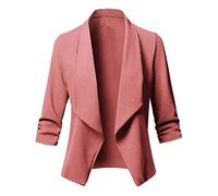 Blazer Casual da Donna Eleganti Giacche Colletto con Revers Ufficio Aperta sul Davanti Cappotto Eleganti Ufficio Tinta Unita Tailleur Maniche Lunghe Casual Curvy Abito da Lavoro Cerimonia