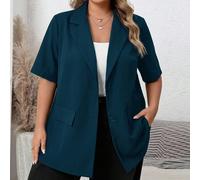 Blazer casual da donna taglie forti con scollo a V e maniche corte - Adatto per la stagione della laurea, la stagione del ritorno a scuola 5XL,6XL,7XL,8XLColore unicoTessuto intrecciato