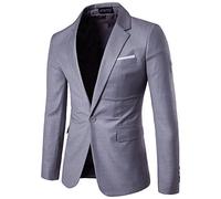 Blazer Casual Da Uomo Giacca Da Completo con Un Bottone Vestibilità Regolare Classico Revers A Tacca Giacca Sportiva con Tasche per Lavoro Elegante Casual, Matrimoni Ufficio Grigio Chiaro Tagl
