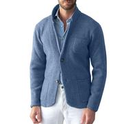 Blazer casual da uomo in lana, slim fit, leggero, monopetto, elegante, grigio, giacca stile cardigan, morbida e confortevole, da uomo, da ufficio, giacca classica alla moda per tutti i giorni, Blu,