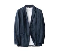 Blazer Casual Da Uomo Jacket Slim Fit Giacche In Cotone Monopetto a 1 Bottoni Blazer Da Uomo Blazer Monopetto Giacca Sportiva Di Ghiaccio for Wedding Business Evening Da Lavoro (Navy, M)