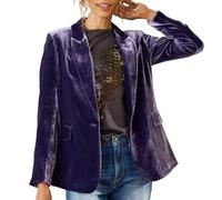 Blazer Casual In Velluto Da Donna con Revers A Lancia E Bottoni Sul Davanti Giacca A Maniche Lunghe Cappotto Elegante Da Donna Giacca Elegante per Matrimoni Eventi Formali Viola E Blu Xxl