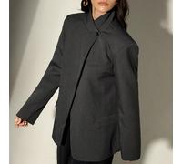 Blazer con collo alto e patta obliqua, per creare un look aziendale di alta qualità L,M,S,XSColore unicoTessuto intrecciato