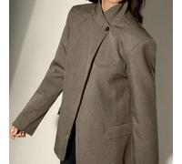 Blazer con collo alto e patta obliqua, per creare un look aziendale di alta qualità L,M,S,XSColore unicoTessuto intrecciato