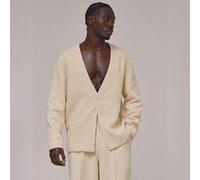 Blazer con scollo a V profondo, maniche lunghe, singolo bottone, spalle cadenti, linea più lunga, dettagli con frange all'orlo, essenziale per primavera/estate, vacanze e spiaggia L,M,S,XL,XXLColore u