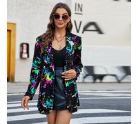 Blazer con stampa a macchie di inchiostro sfumato per l'autunno/inverno L,M,S,XL,XS,XXLGraficoTessuto