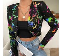 Blazer con stampa a macchie d'inchiostro, aperto davanti, adatto per l'autunno/inverno L,M,S,XL,XS,XXLGraficoTessuto
