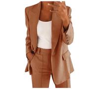 Blazer da Donna Abito Eleganti Ufficio Casual Cappotto Aperta sul Davanti Cerimonia Curvy Giubbotto Maniche Lunghe Colletto con Revers Tinta Unita con Bottoni Giacche da Lavoro Ufficio