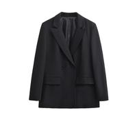 Blazer da donna allentato di grandi dimensioni doppio petto classico casual semplice tinta unita, 2, M