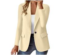 Blazer da Donna Aperto Abito Casual Cerimonia Ufficio Giubbotto Aperta sul Davanti Eleganti Curvy Giacca Ufficio Maniche Lunghe Tinta Unita con Bottoni Tailleur da Lavoro Colletto con Revers
