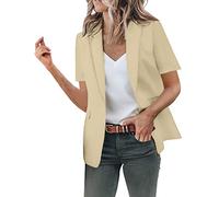 Blazer da Donna Aperto Giubbotto Aperta sul Davanti Colletto con Revers Casual Giacche Cerimonia Maniche Corte Tinta Unita Tailleur Ufficio Ufficio Curvy con Bottoni Cappotto da Lavoro Eleganti